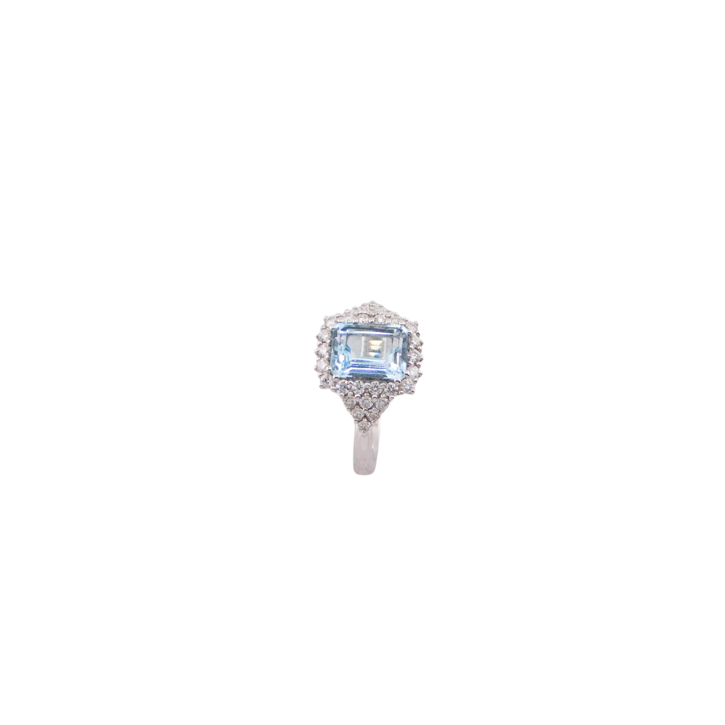 Anello Acquamarina Ottagonale