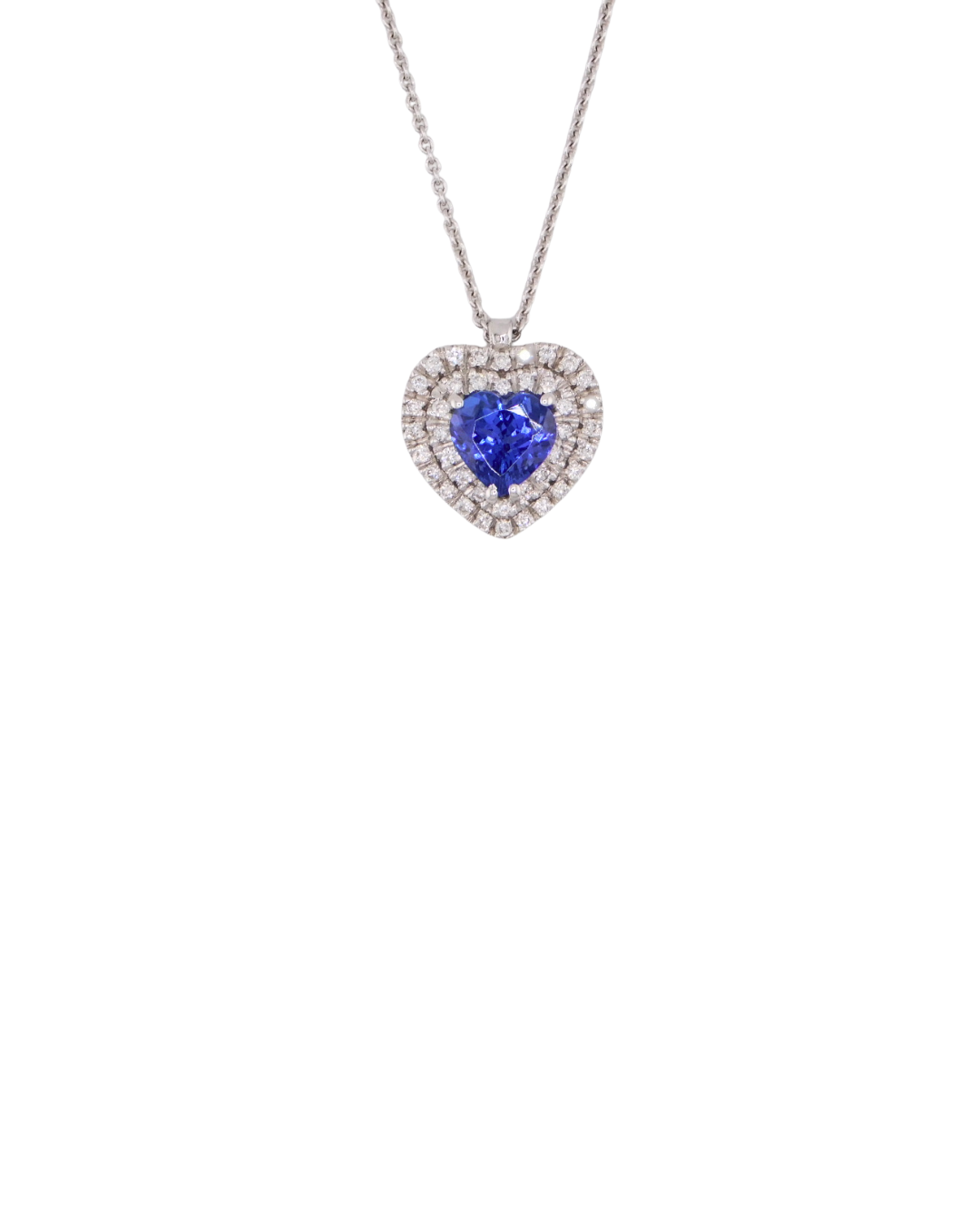 Collana Cuore Tanzanite Doppio Contorno