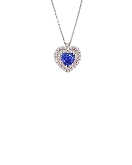Collana Cuore Tanzanite Doppio Contorno