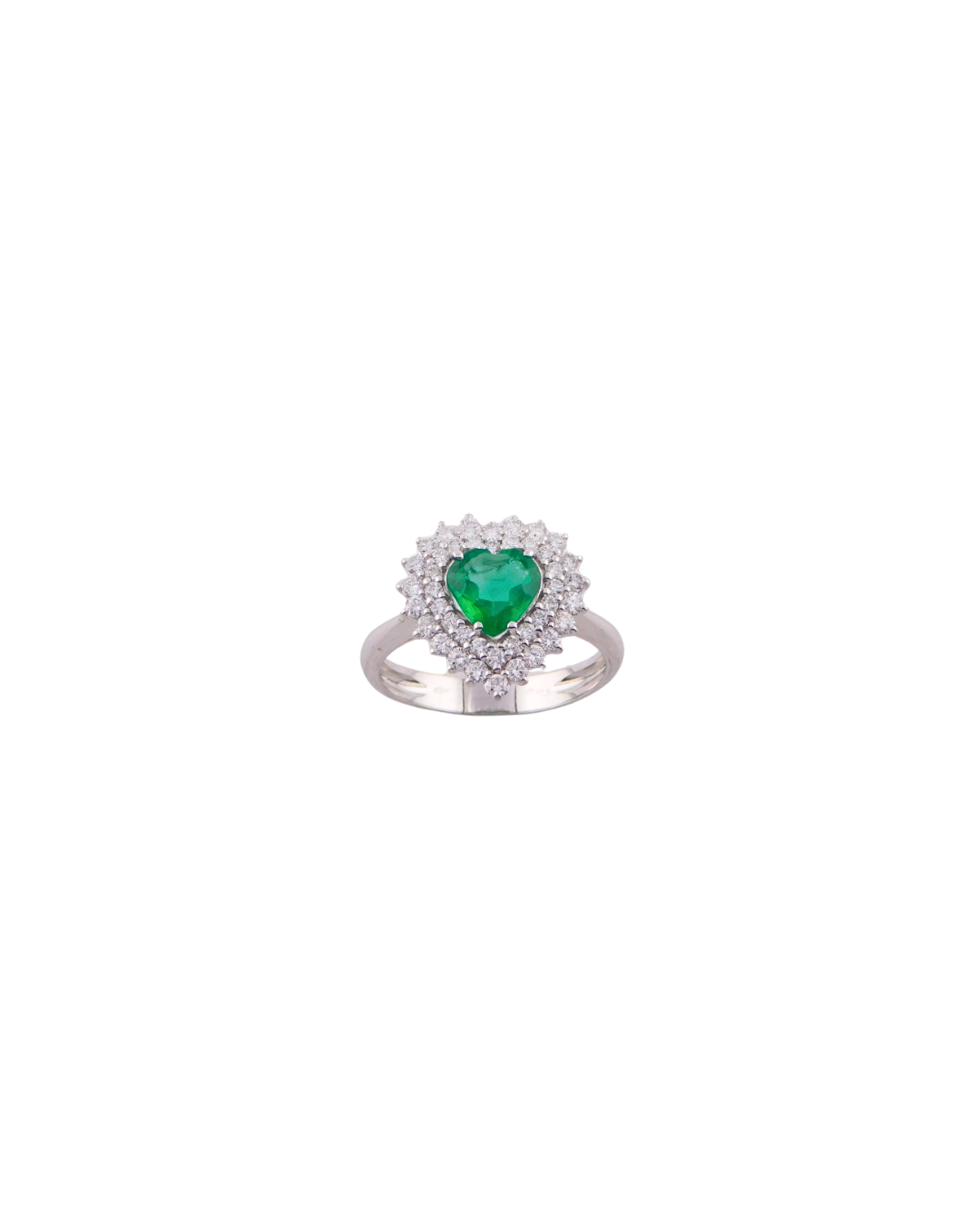 Anello Smeraldo Cuore Doppio Contorno