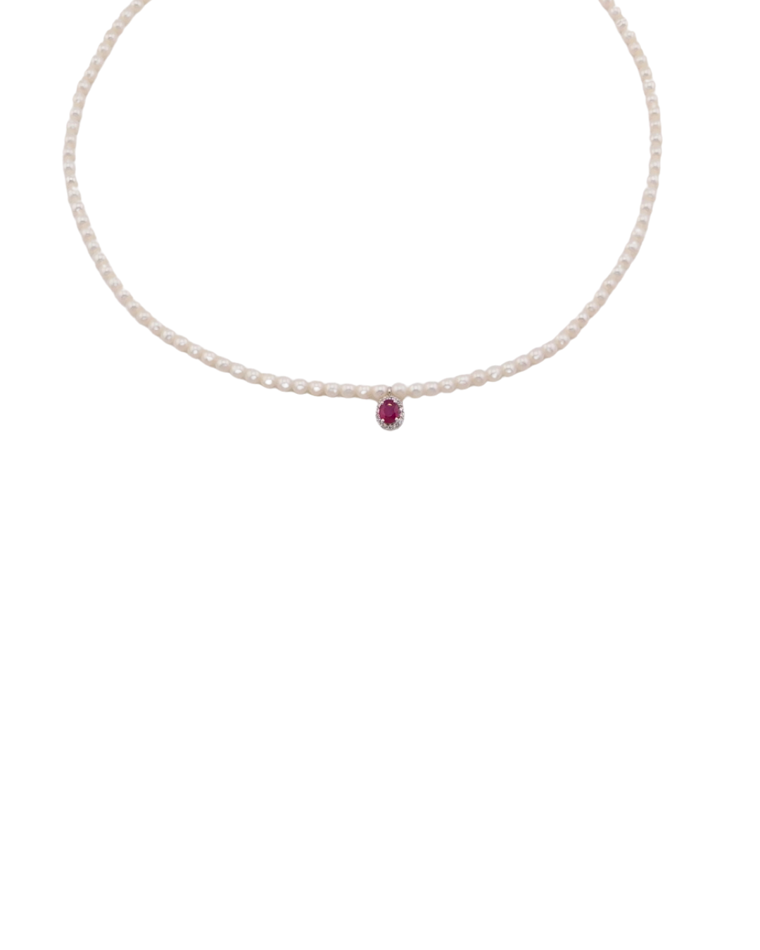 Collana Filo Perle Rubino