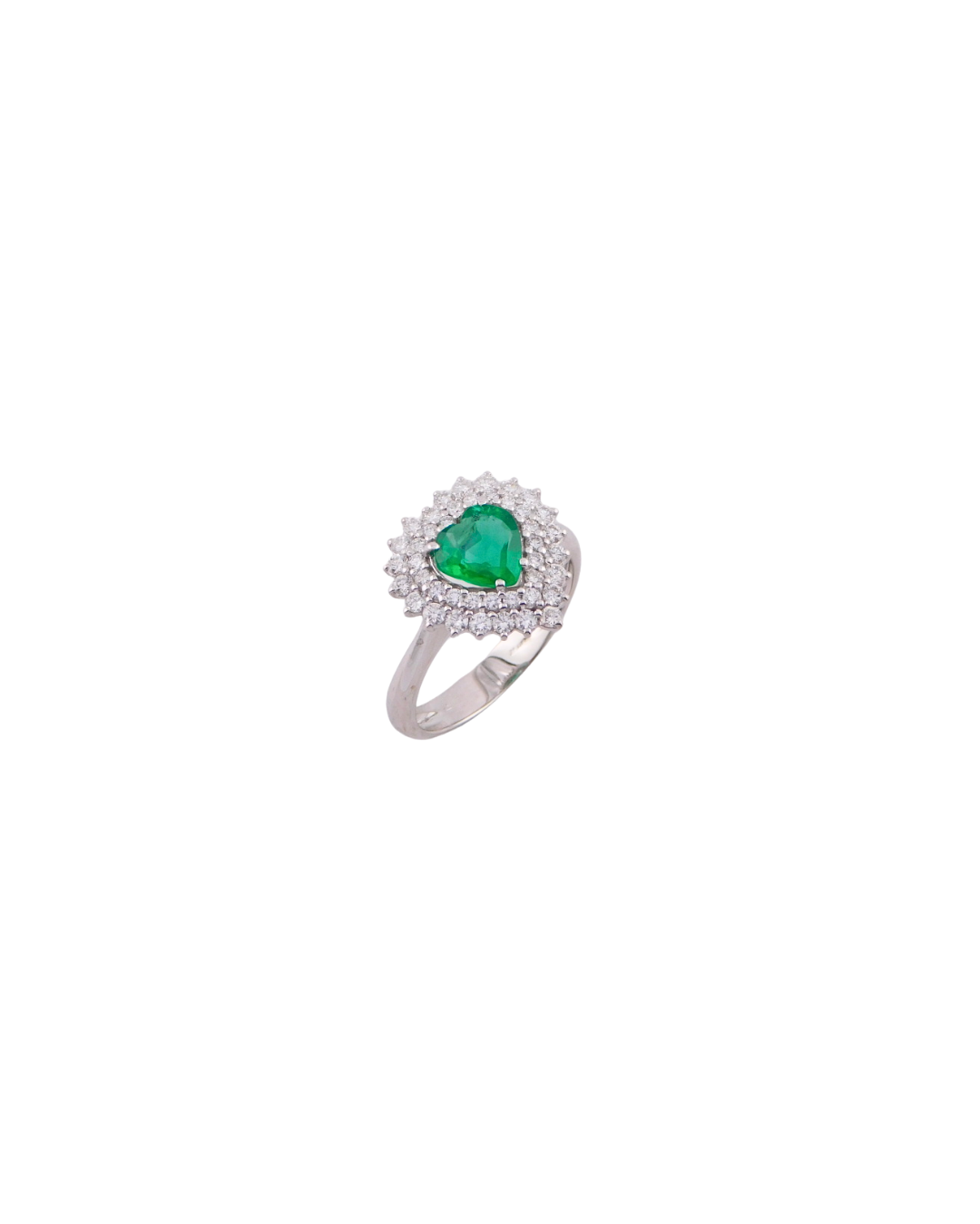 Anello Smeraldo Cuore Doppio Contorno