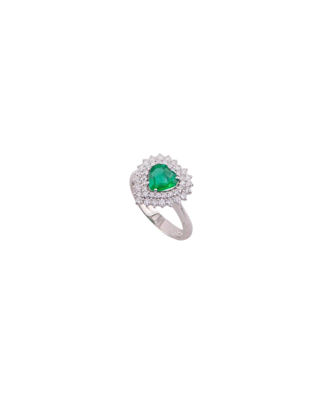 Anello Smeraldo Cuore Doppio Contorno