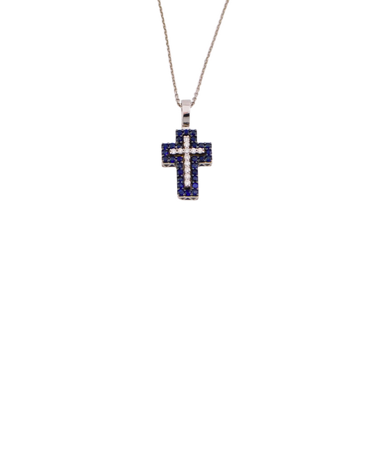 Croce Scatolata Zaffiri Blu
