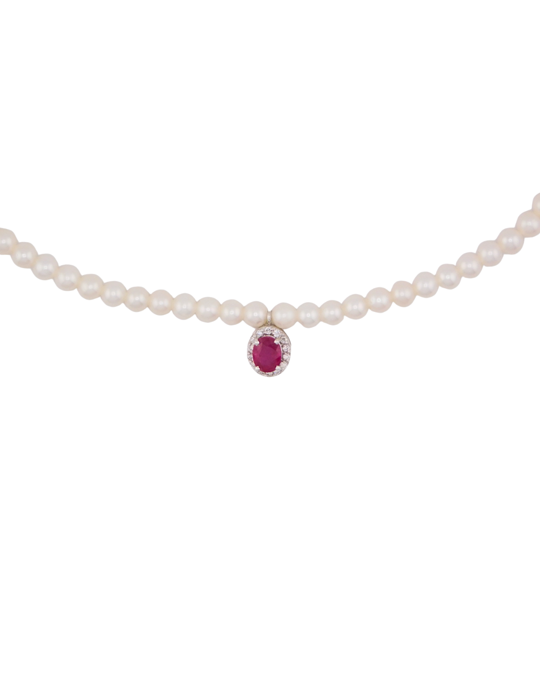 Collana Filo Perle Rubino