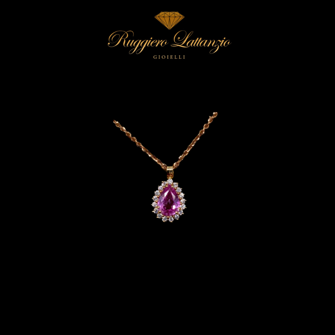 Drop pink sapphire pendant