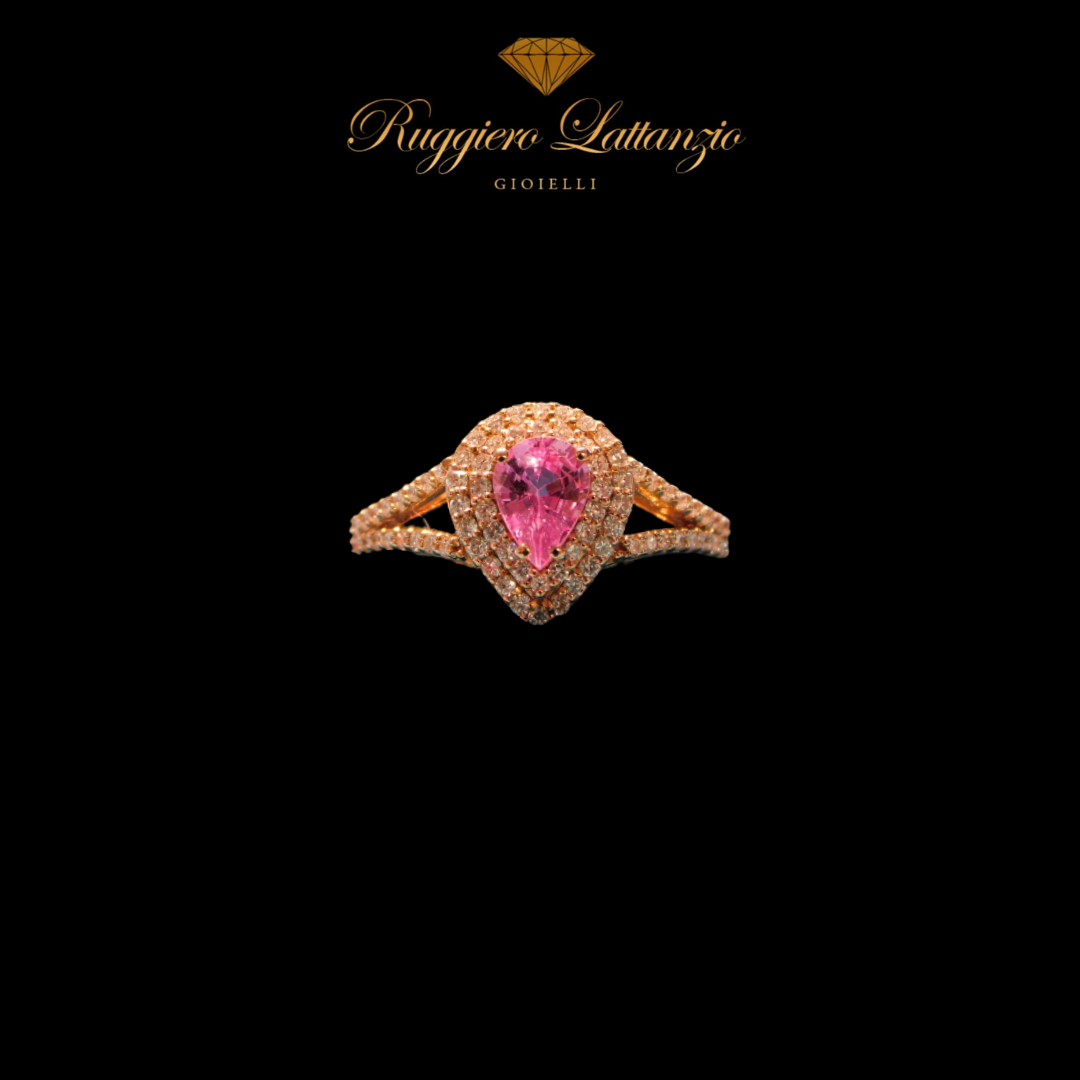 Pear cut pink sapphire ring