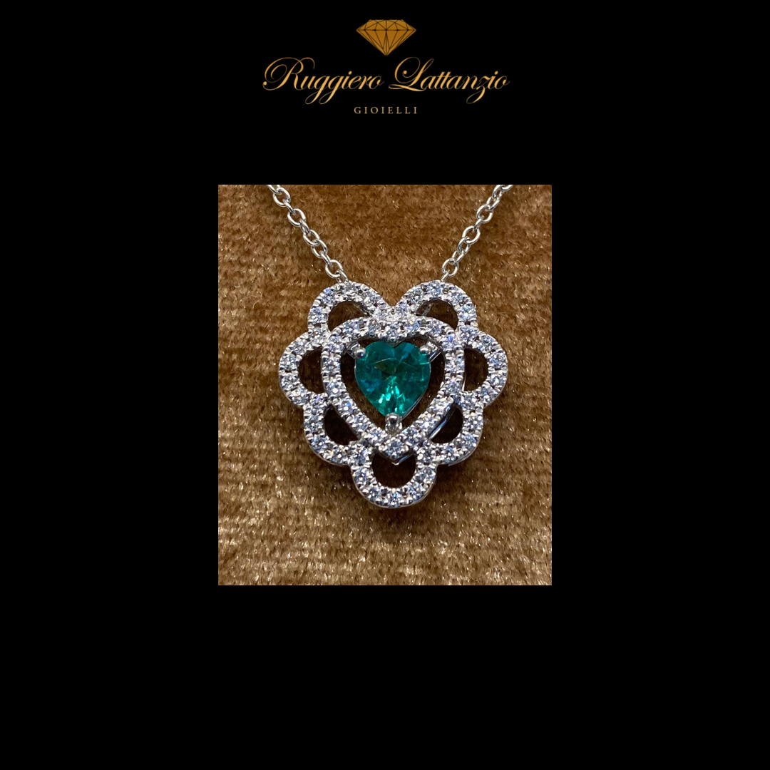 Fantasy outline heart emerald pendant