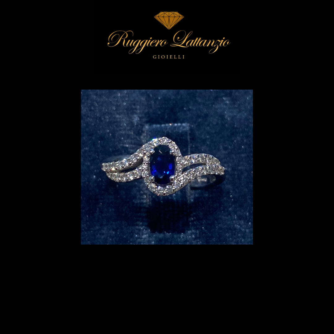 Blue sapphire oval patterned shank