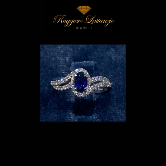 Oval split shank sapphire ring